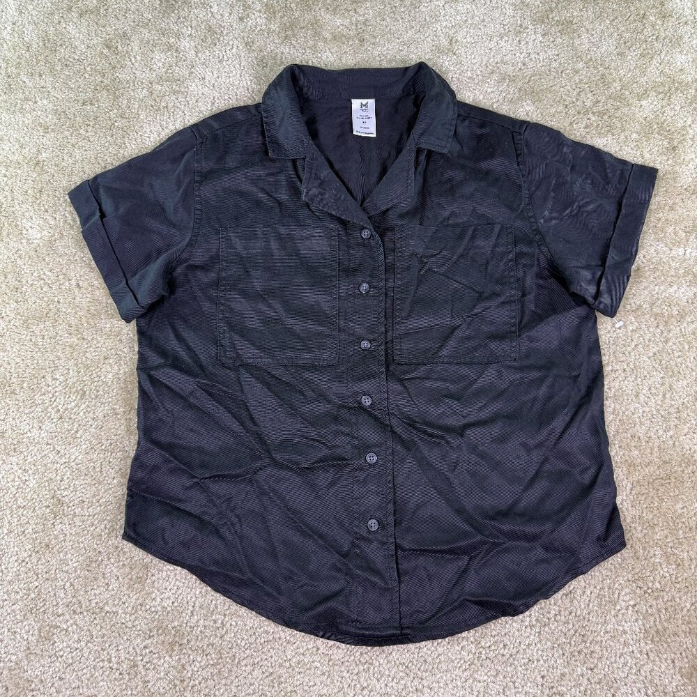 Member's Mark Women's Tencel Pockets Camp Collar Shirt Size XS Black E916